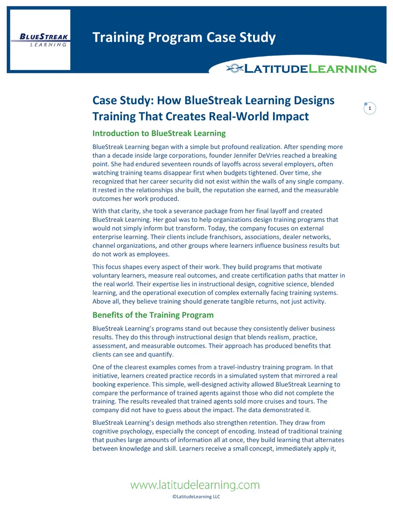 BlueStreak Learning Training Program Case Study