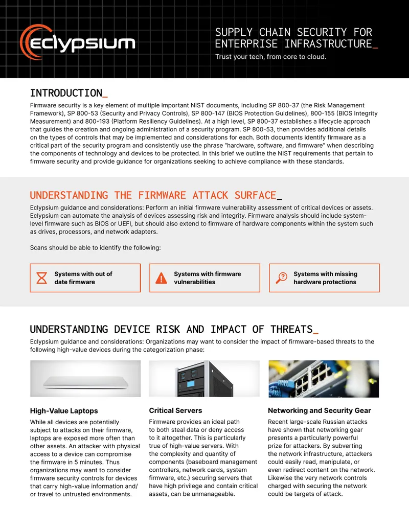 Supply Chain Security for Enterprise Infrastructure