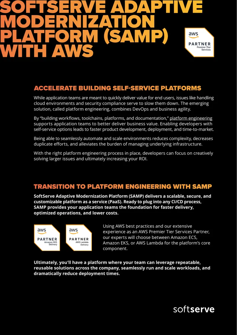 Platform Engineering and SoftServe Adaptive Modernization preview page 1