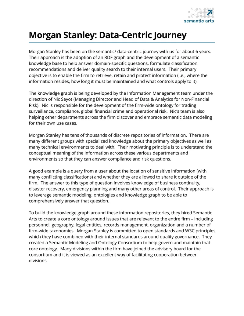 Morgan Stanley Data-Centric Knowledge Graph Development