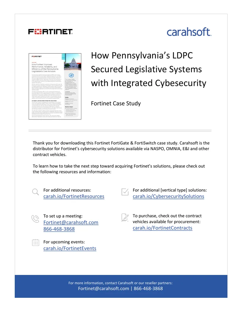 Fortinet Case Study on Pennsylvania Legislative Data Processing Center