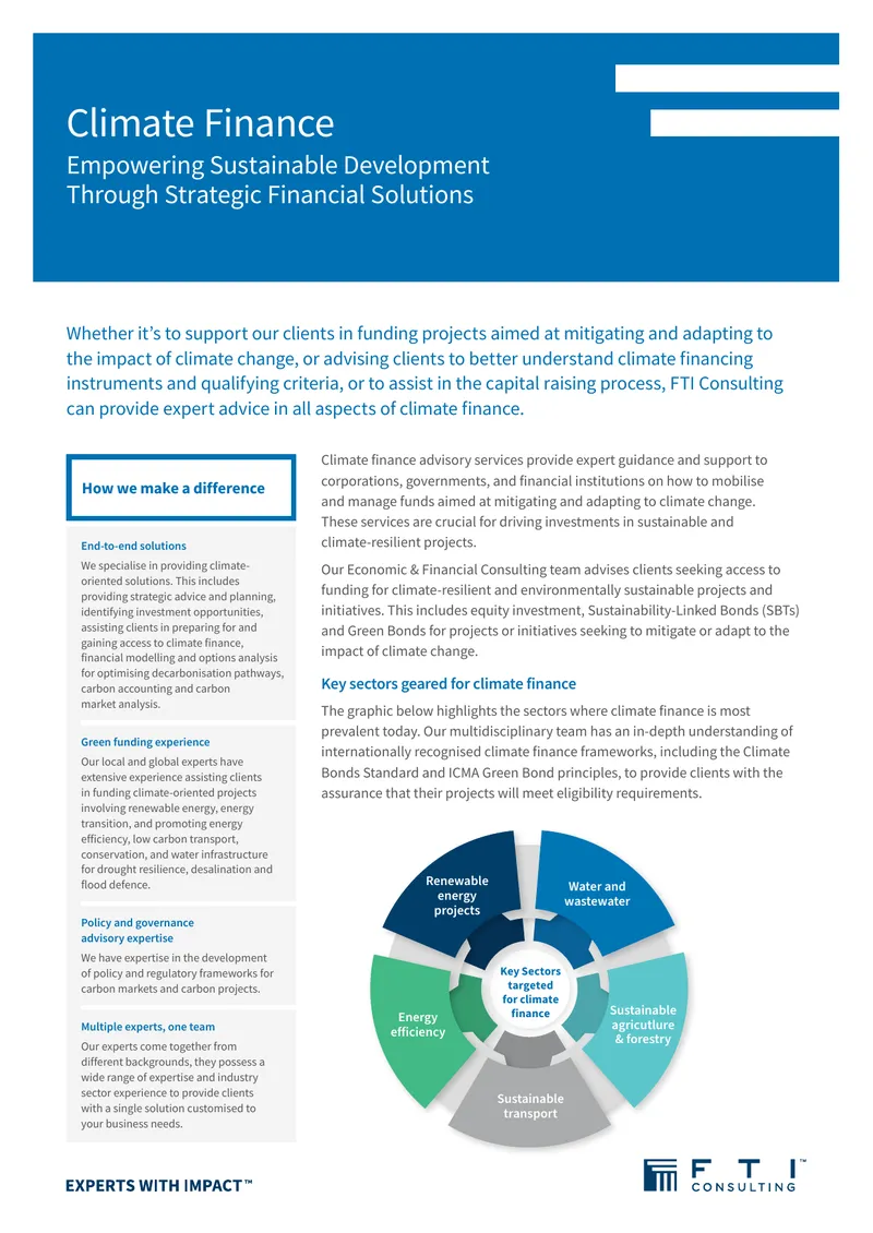 Climate Finance Advisory Services Overview