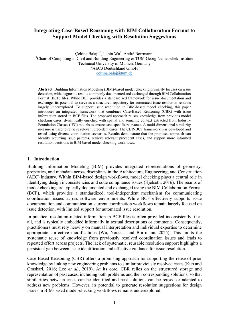 Integrating Case-Based Reasoning with BIM Collaboration Format