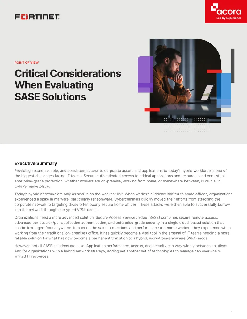 Critical Considerations When Evaluating SASE Solutions