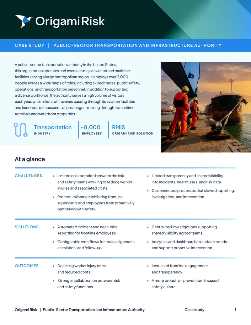 Public-Sector Transportation Authority Safety Case Study