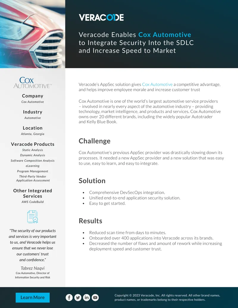 Cox Automotive Application Security Integration Case Study