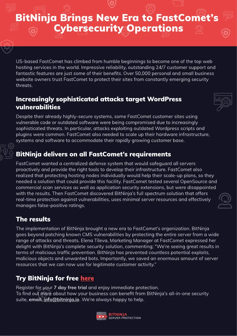 BitNinja Implementation for FastComet Cybersecurity