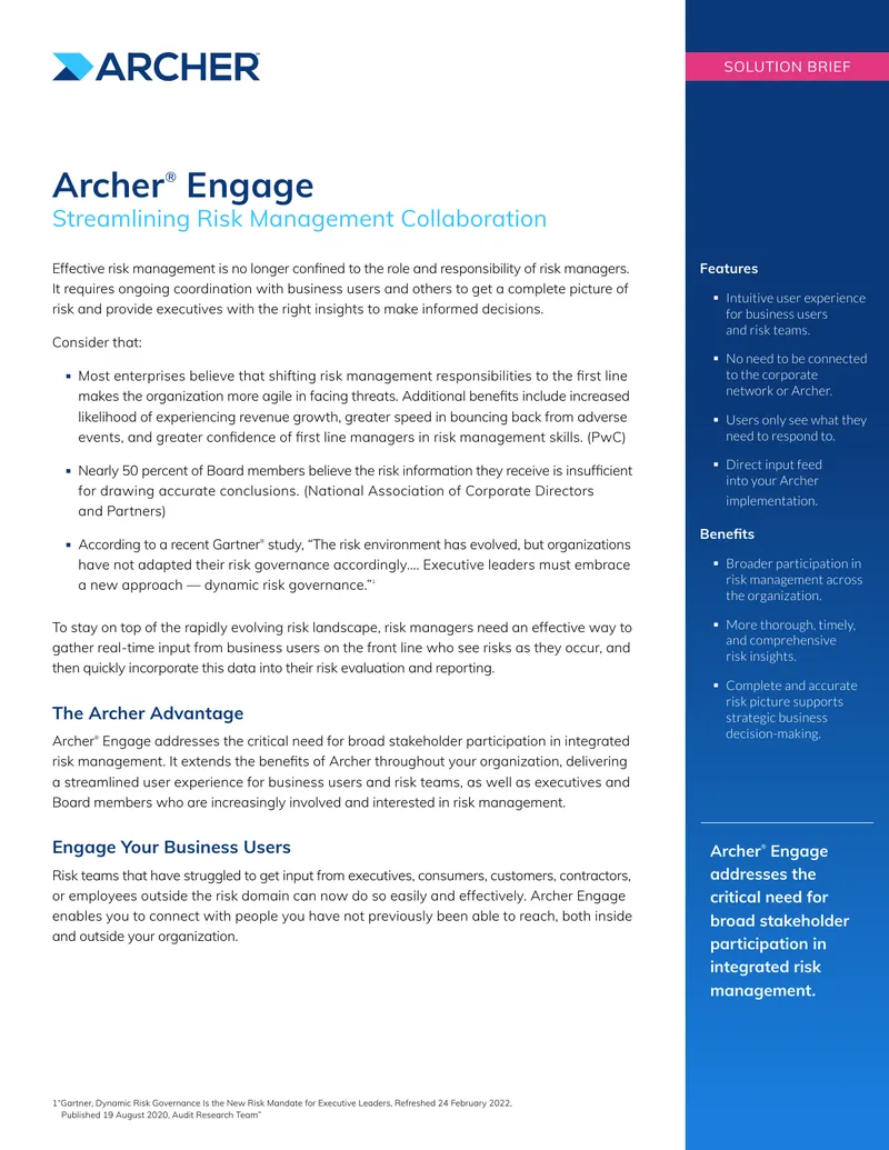 Archer Engage Streamlining Risk Management Collaboration