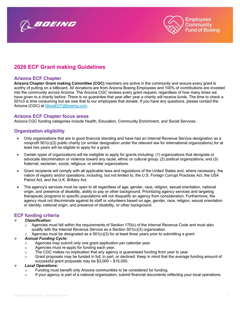 2026 ECF Grant Making Guidelines