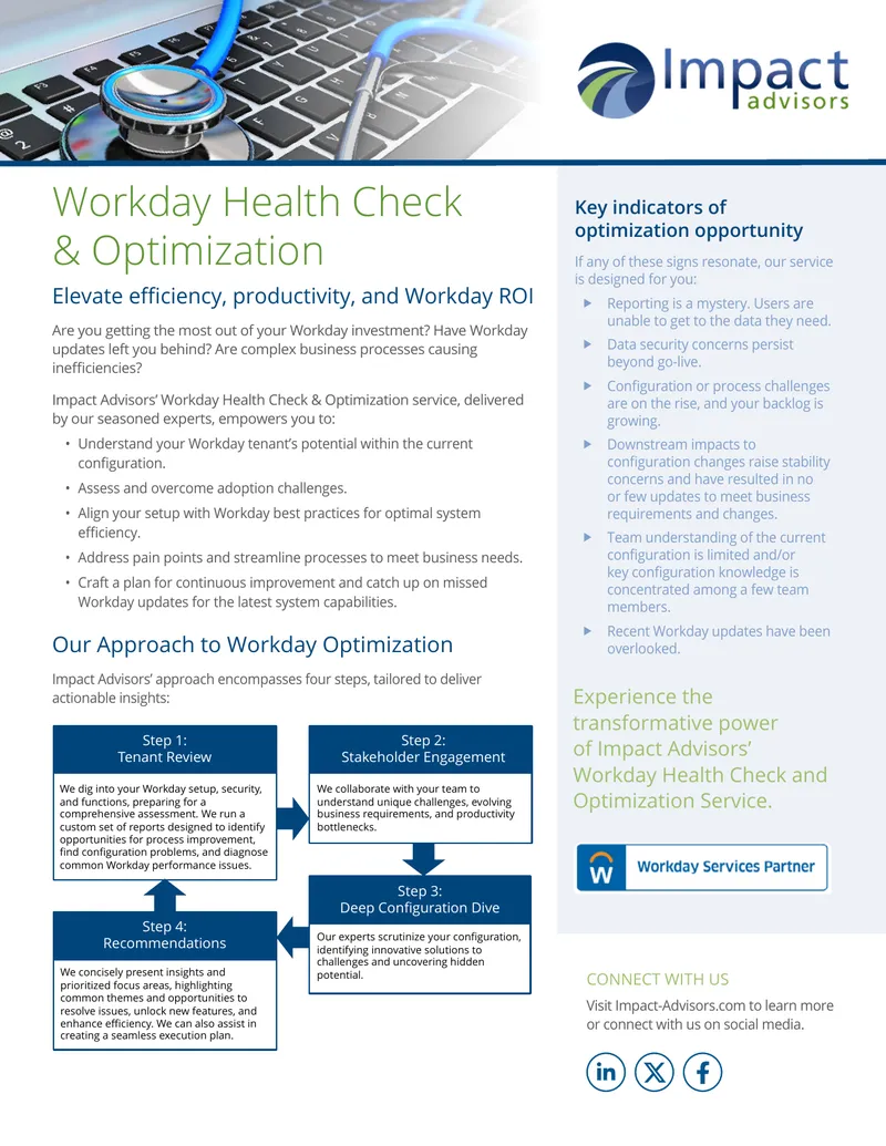 Workday Health Check and Optimization Service