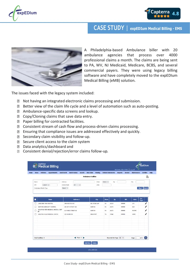Case Study on expEDIum Medical Billing Implementation