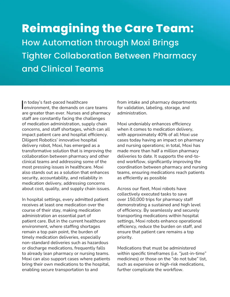 Automation in Healthcare: Moxi's Role in Care Team Collaboration