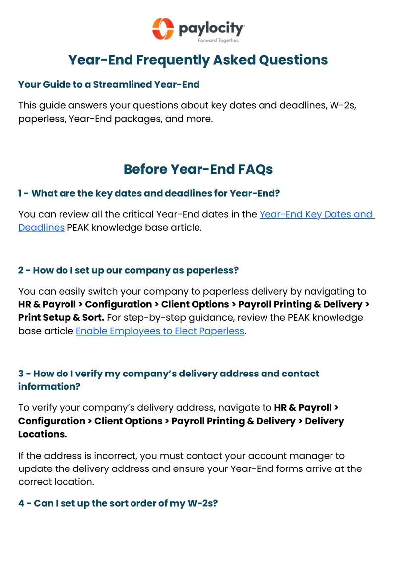 Year-End Frequently Asked Questions Guide