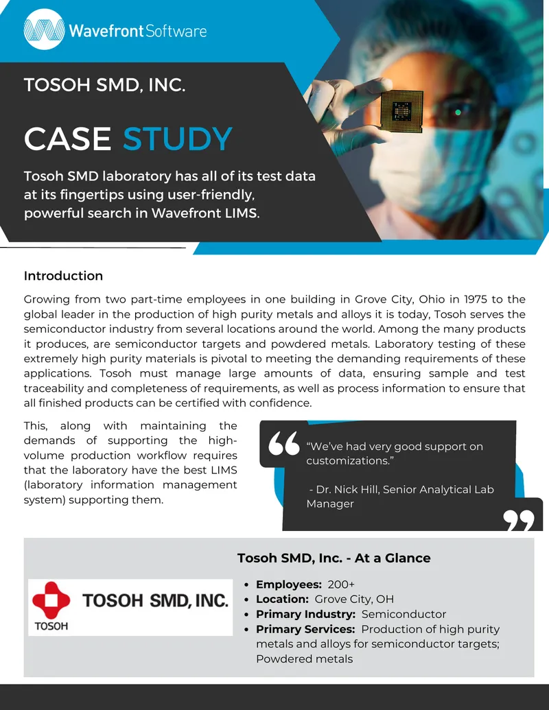 Tosoh SMD Laboratory Management System Case Study