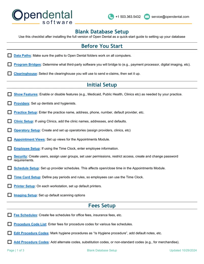 Blank Database Setup Quick-Start Guide