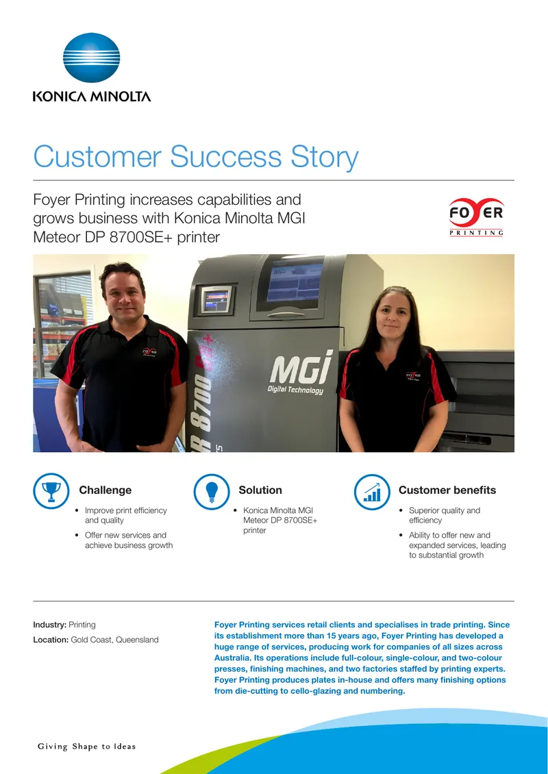 Foyer Printing Customer Success Story with Konica Minolta
