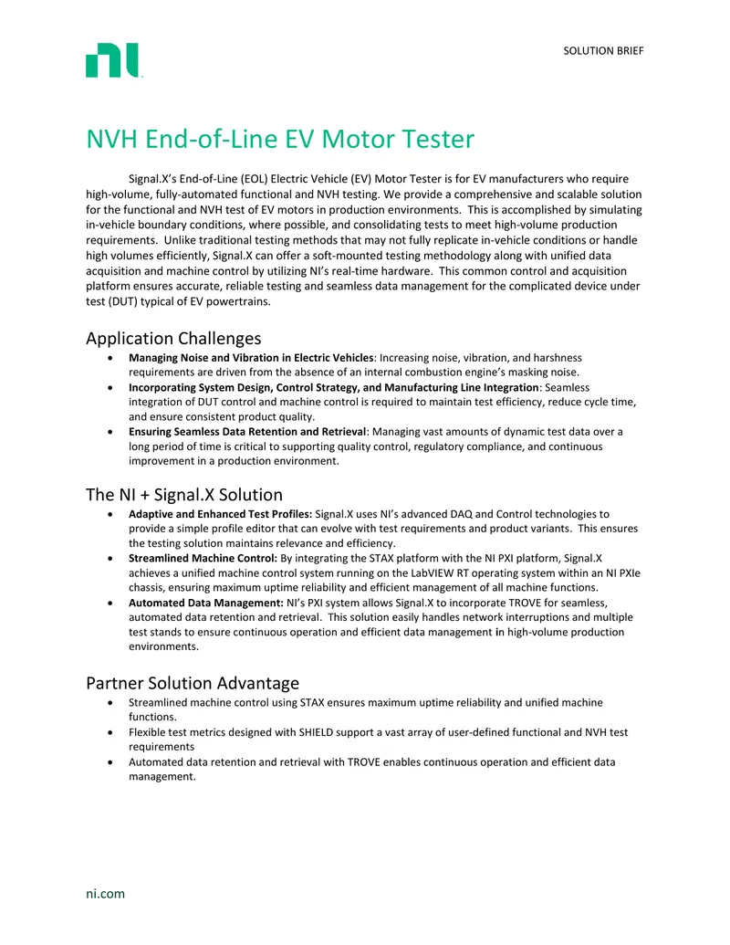 End-of-Line Electric Vehicle Motor Testing Solution