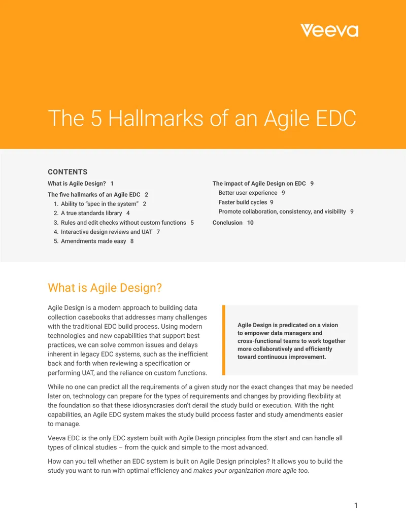 Five Hallmarks of an Agile EDC System