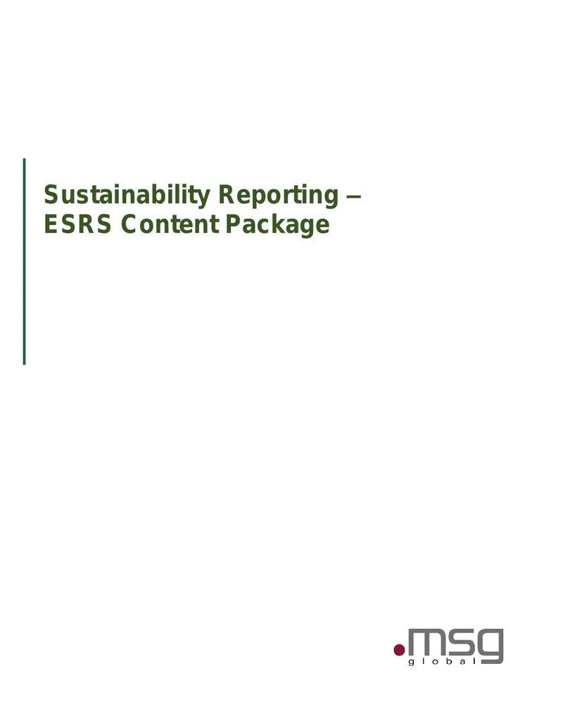 Sustainability Reporting ESRS Content Package Overview