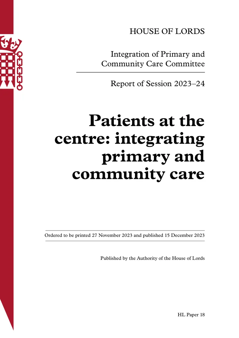 Patients at the Centre: Integrating Primary and Community Care