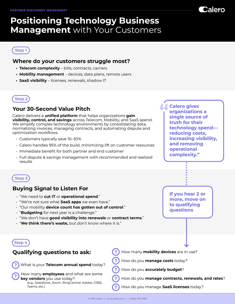 Partner Discovery Worksheet for Technology Management preview page 1