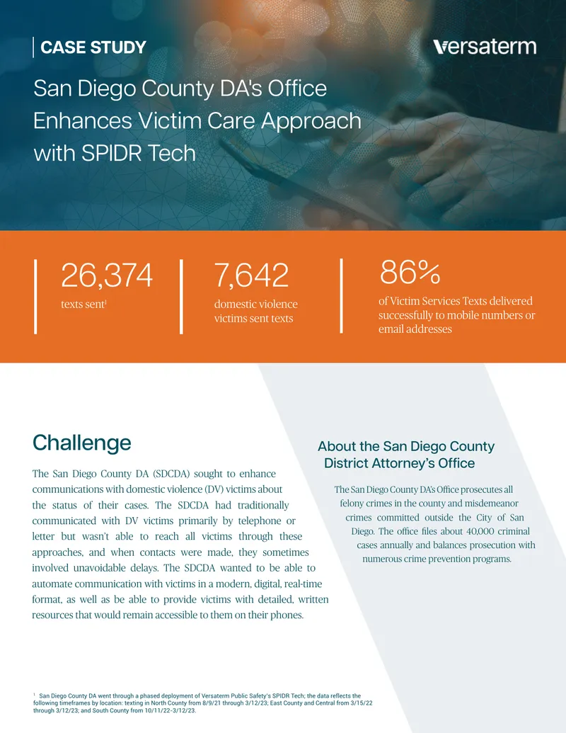 San Diego County DA's Office Victim Care Enhancement Case Study