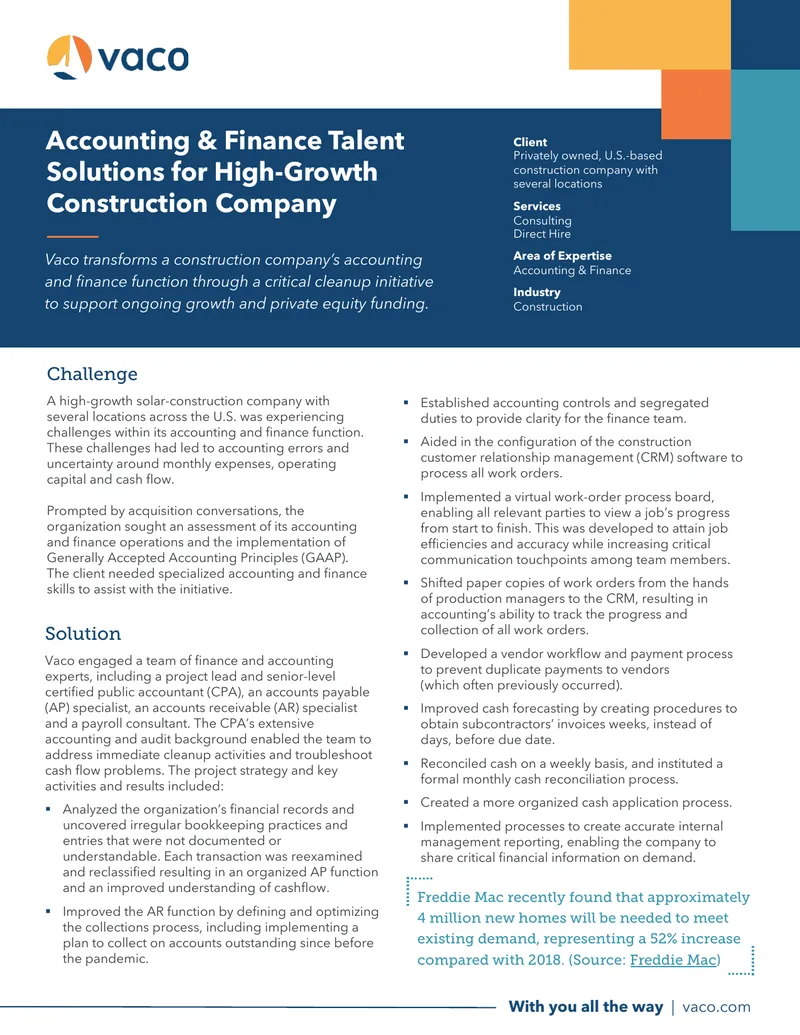 Accounting and Finance Solutions for Construction Company