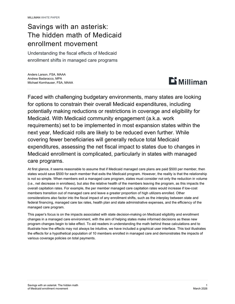 Fiscal Effects of Medicaid Enrollment Shifts
