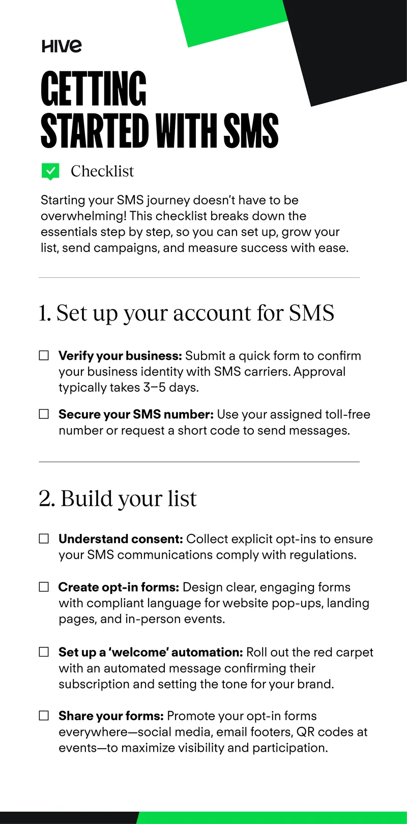 Getting Started with SMS Checklist