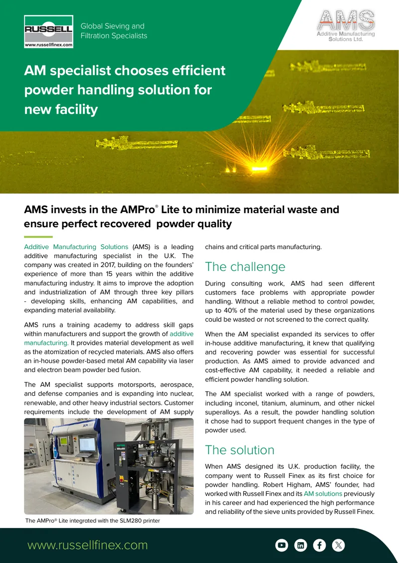 Efficient Powder Handling Solution for Additive Manufacturing
