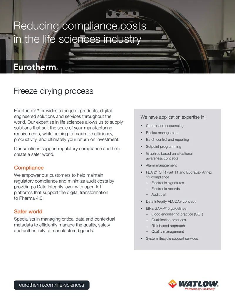 Freeze Drying Process and Control Solutions