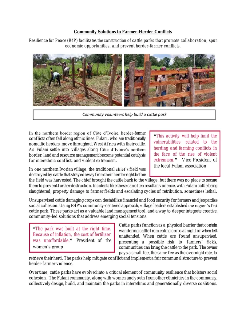 Community Solutions to Farmer-Herder Conflicts