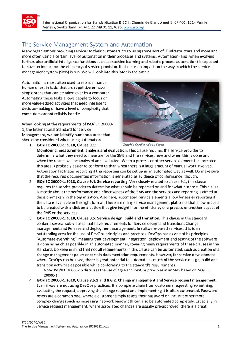 Service Management System and Automation Guide