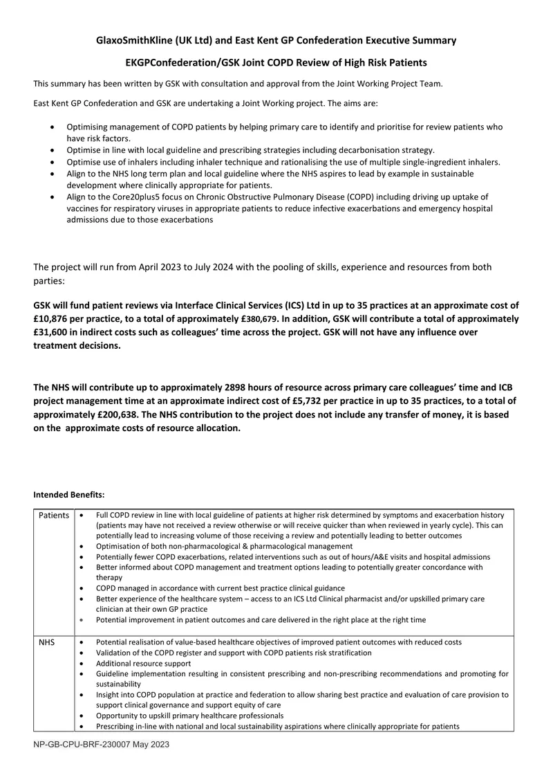 Joint COPD Review of High Risk Patients