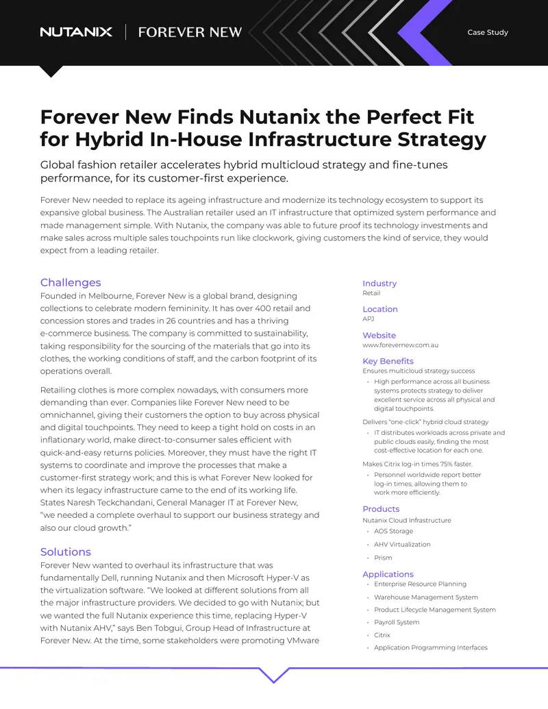 Forever New Hybrid Multicloud Strategy Case Study