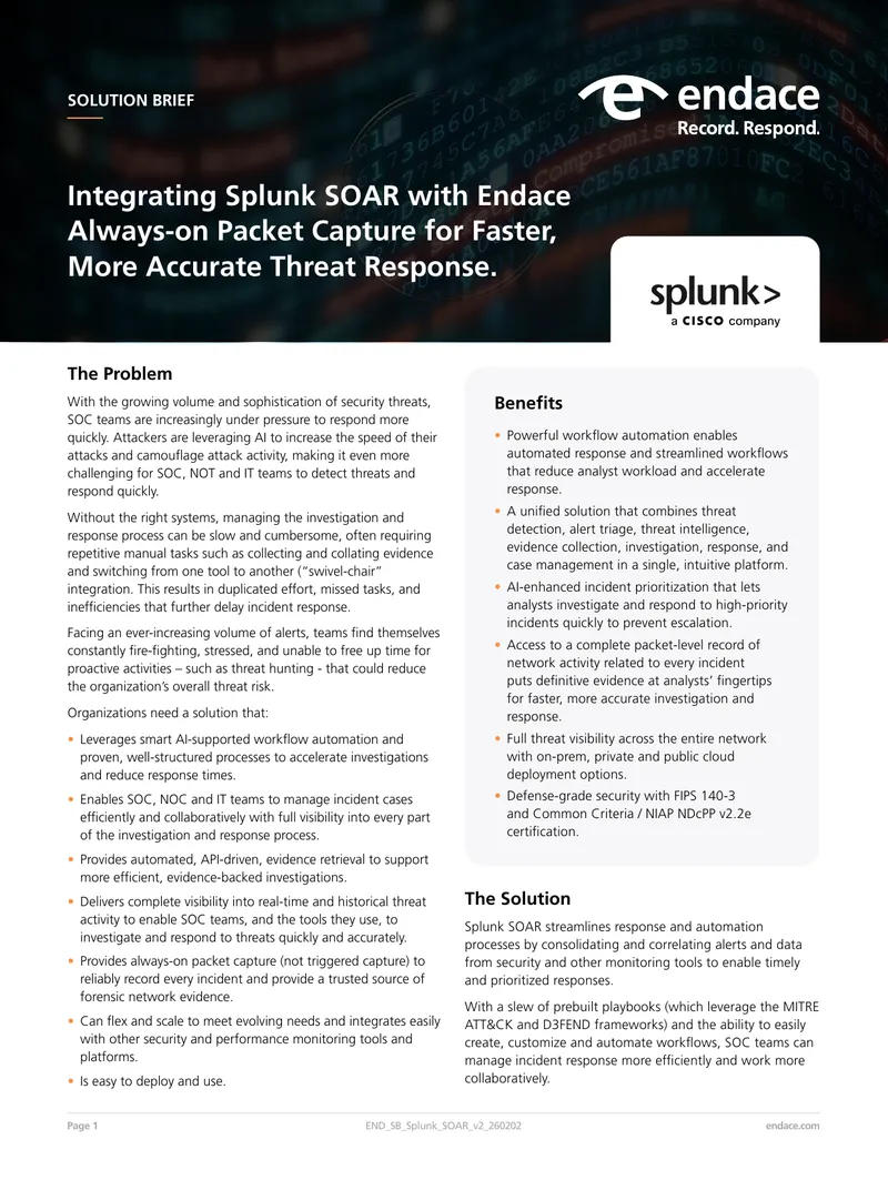 Integrating Splunk SOAR with Endace for Threat Response