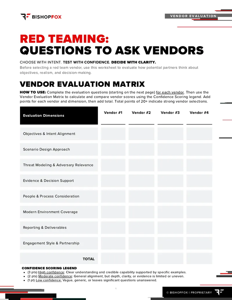 Vendor Evaluation for Red Teaming Engagements