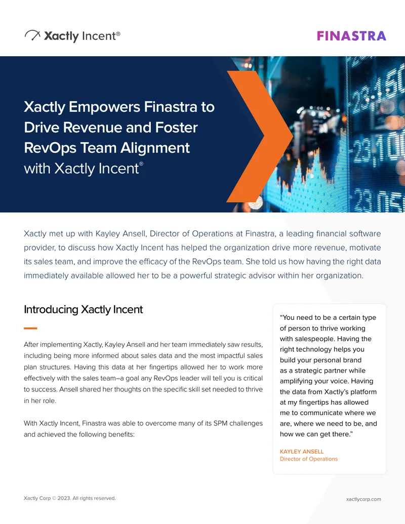 Finastra's Implementation of Xactly Incent for Sales Performance Management