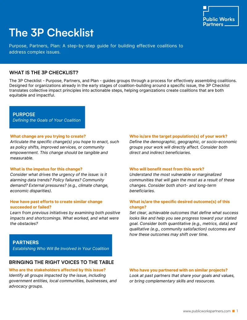 3P Checklist for Coalition Building