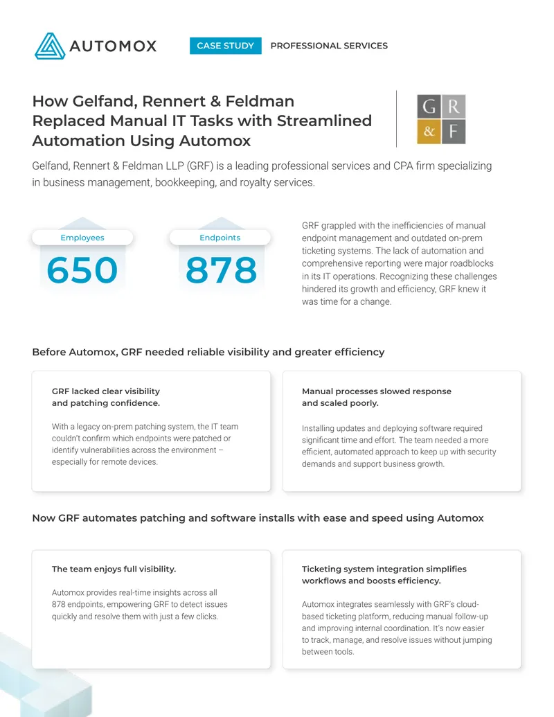 Gelfand, Rennert & Feldman Case Study on IT Automation