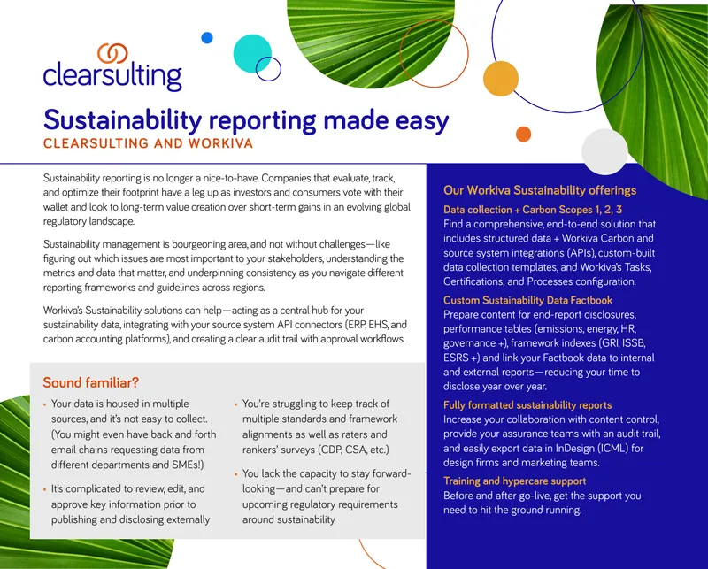 Workiva Sustainability Reporting Solutions Overview