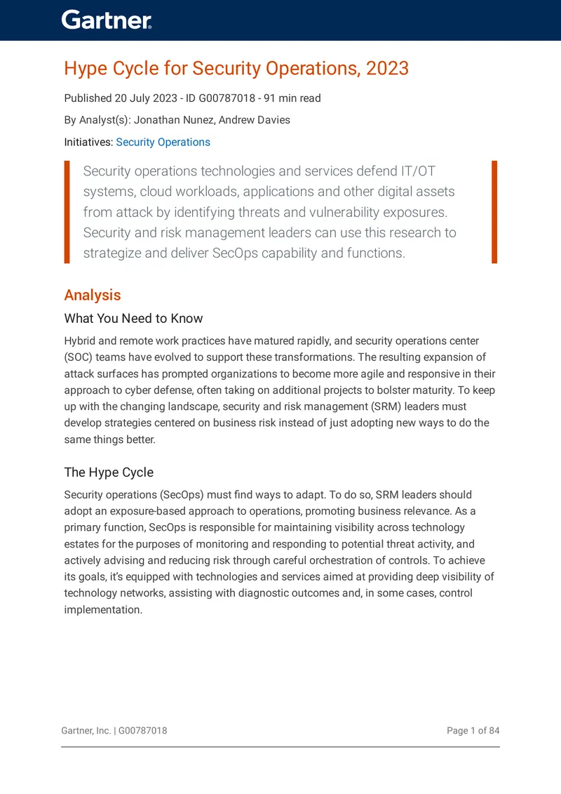 Hype Cycle for Security Operations 2023