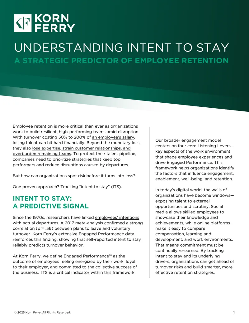 Understanding Intent to Stay for Employee Retention