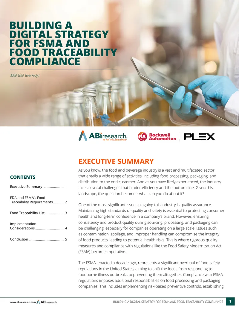 Digital Strategy for FSMA and Food Traceability Compliance