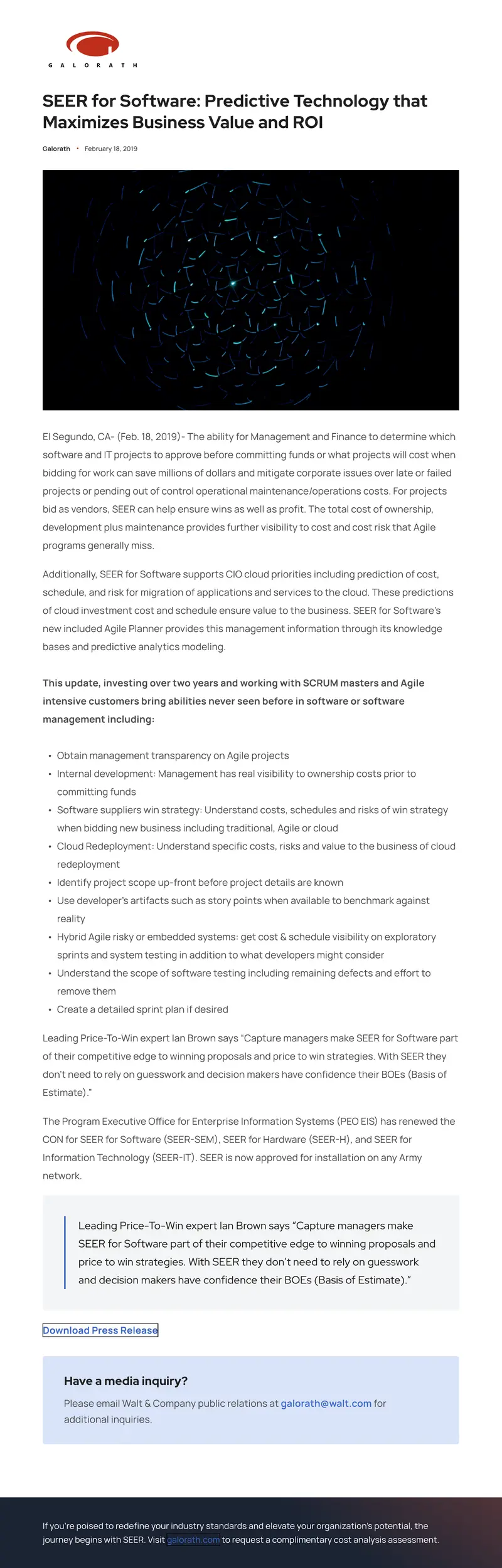 SEER for Software Predictive Technology Overview