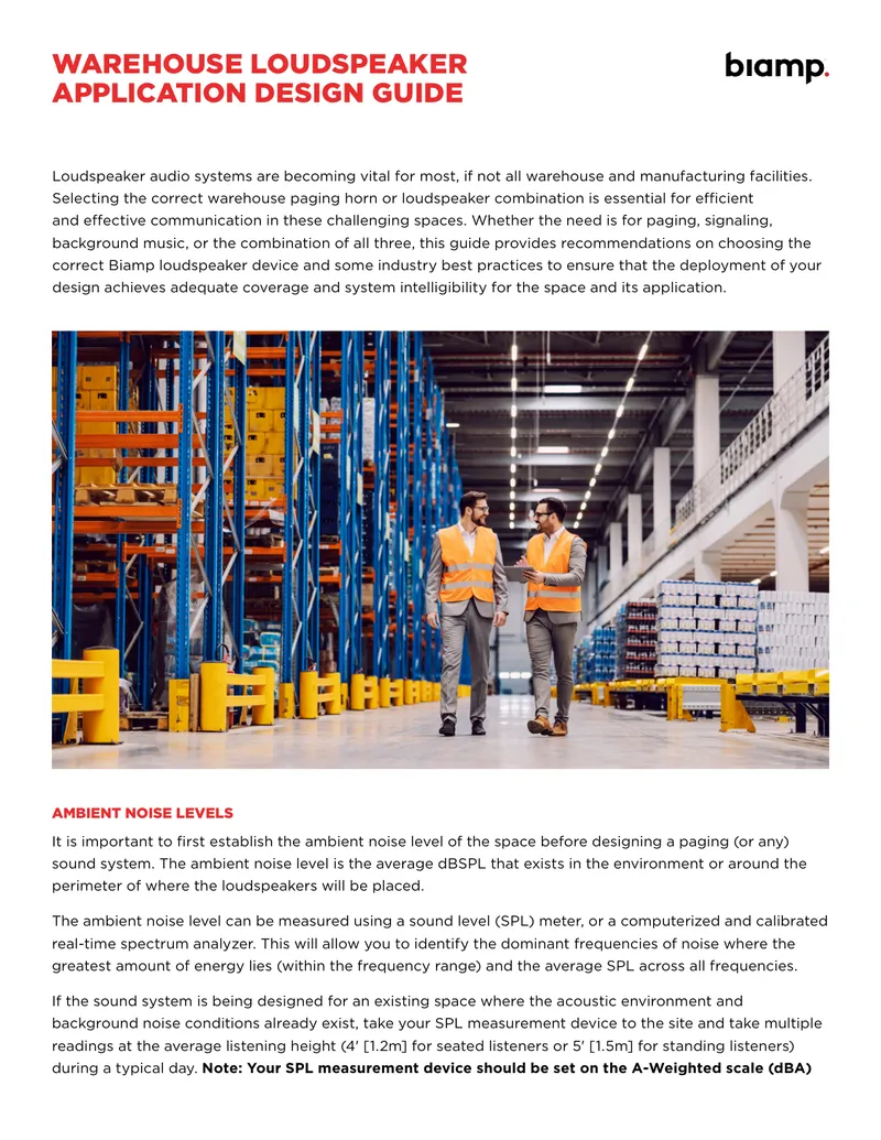 Warehouse Loudspeaker Application Design Guide