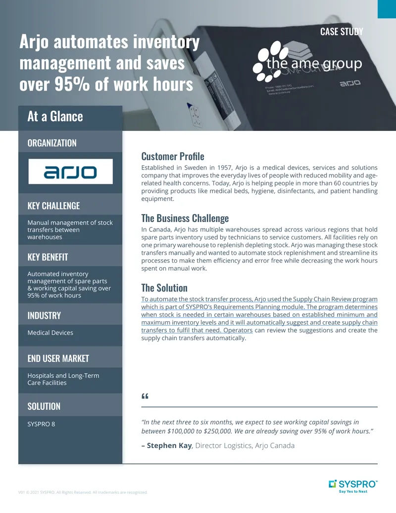 Arjo Inventory Management Automation Case Study