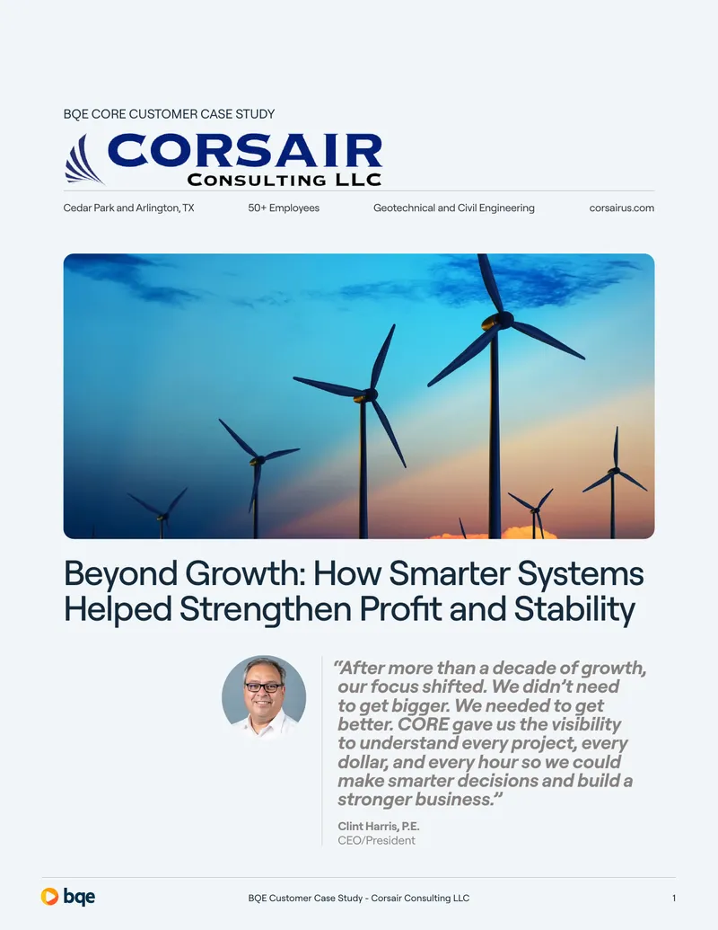 BQE CORE Implementation Case Study for Corsair Consulting