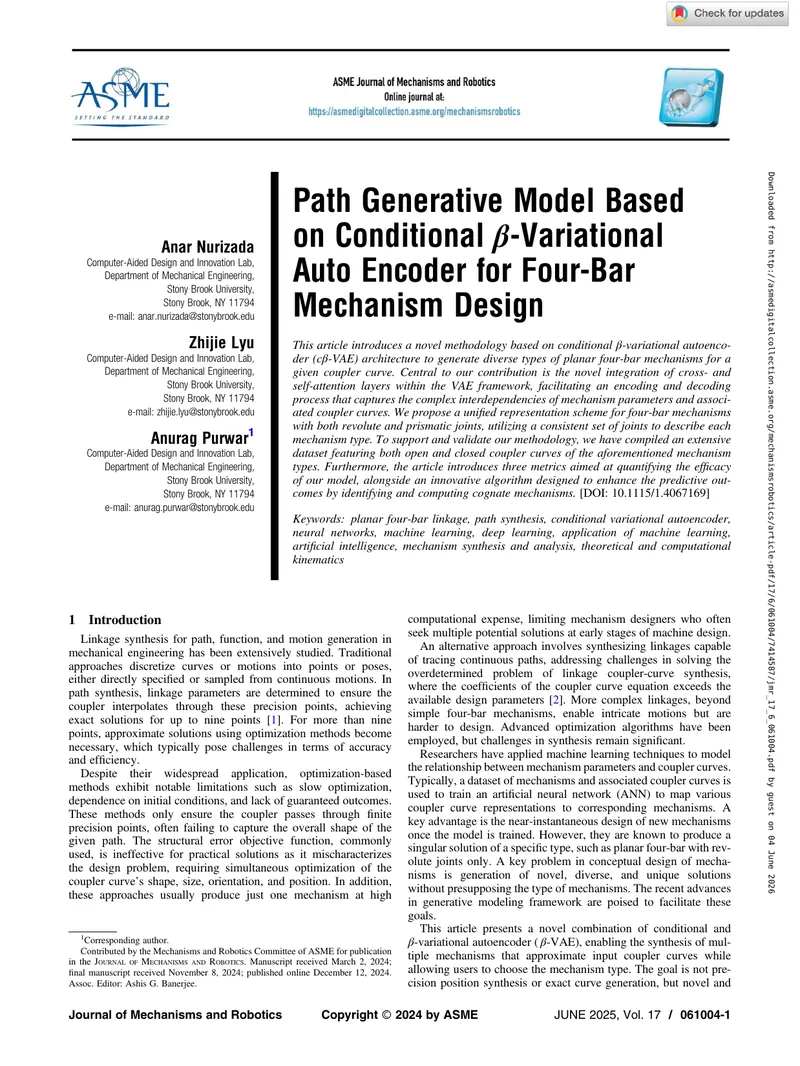 Path Generative Model for Four-Bar Mechanism Design