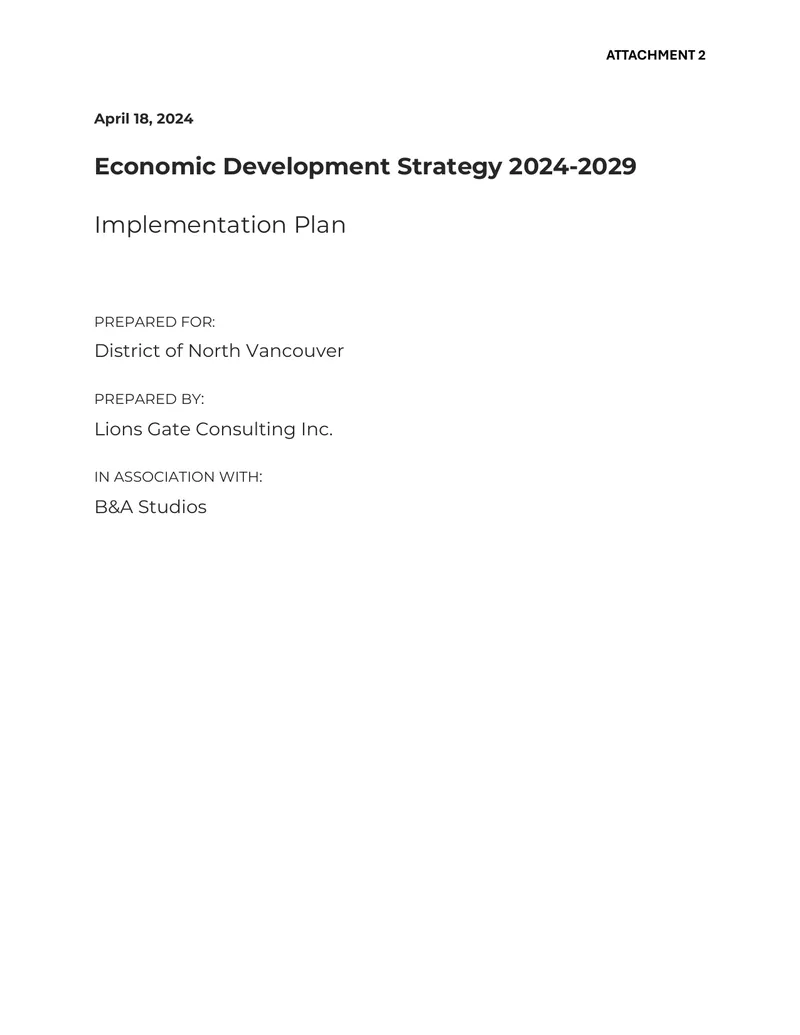 Economic Development Strategy Implementation Plan 2024-2029 preview page 1